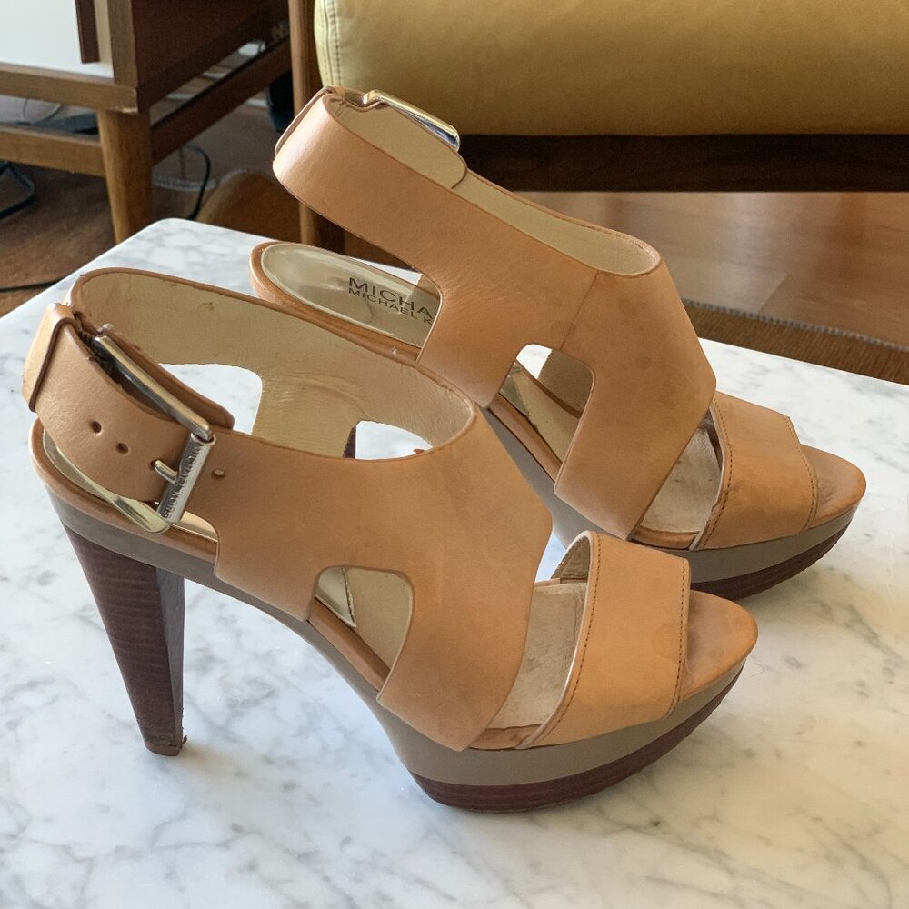 Michael Kors Carla Leather Platform Heel Size 6